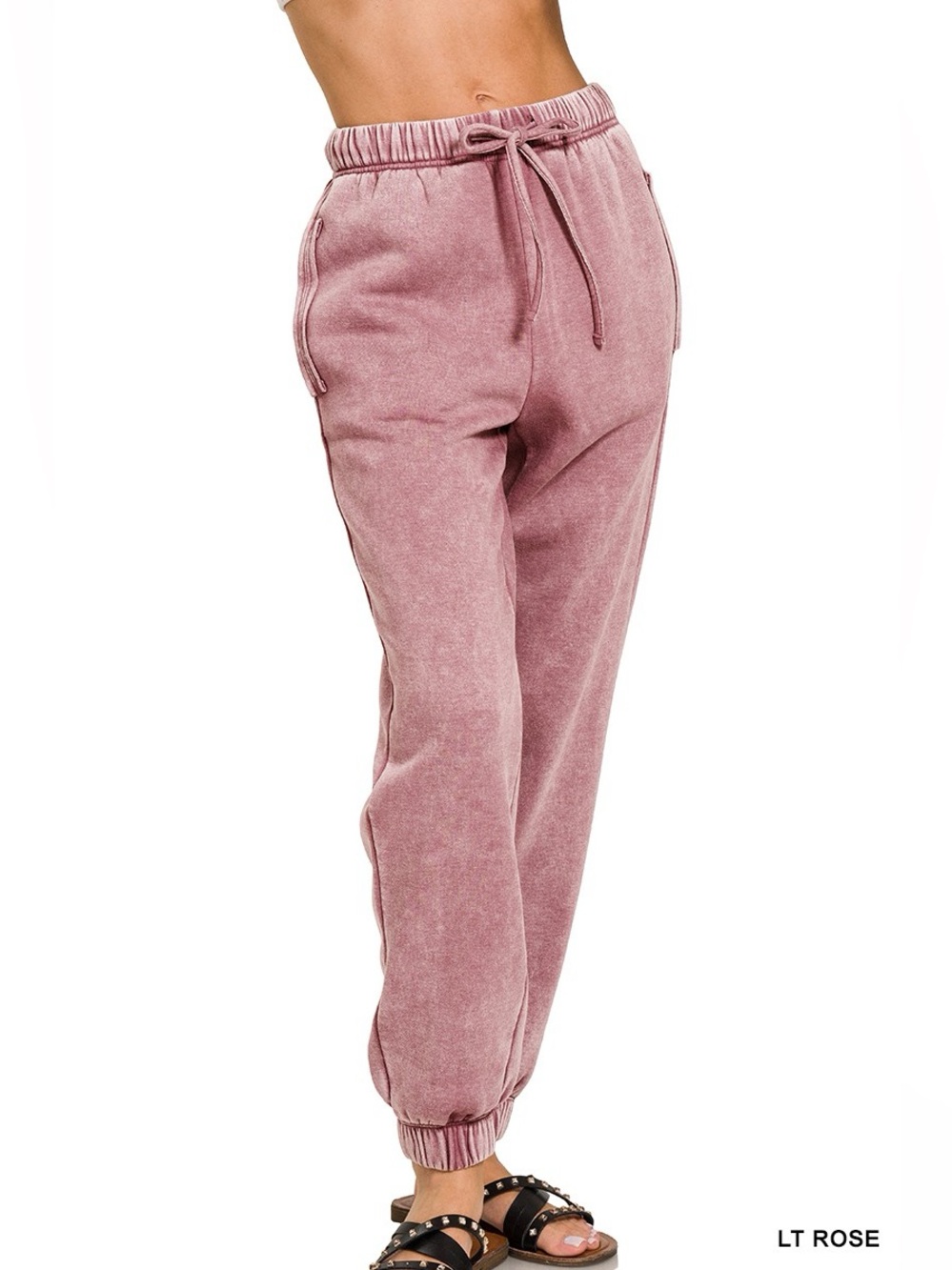 Zenana Acid Wash Fleece Sweatpants with Pockets
